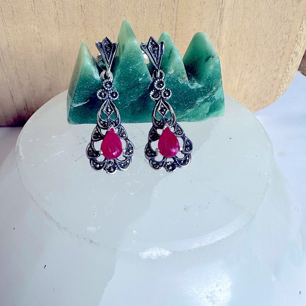 Ruby 925 marcasite earrings
